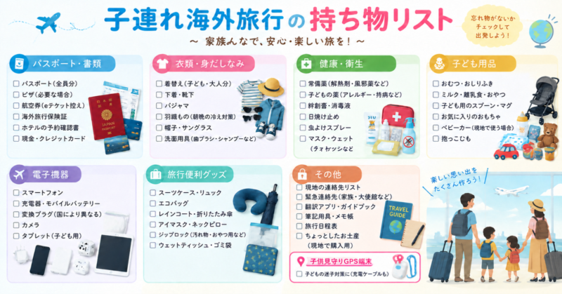 海外旅行の持ち物リスト｜子連れ旅行の必需品と迷子対策